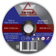Круг отрезной 125*1,0*22.23 WA60S8BF Metall+Inox SWORD 10/280